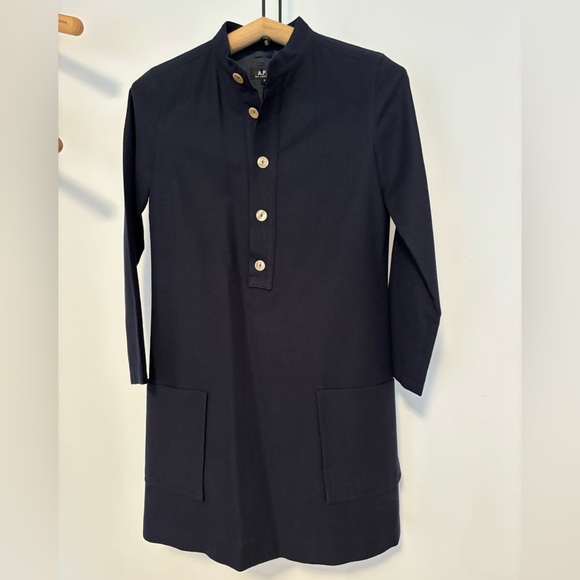 A.P.C. Navy Wool Dress Size S - Picture 3 of 4